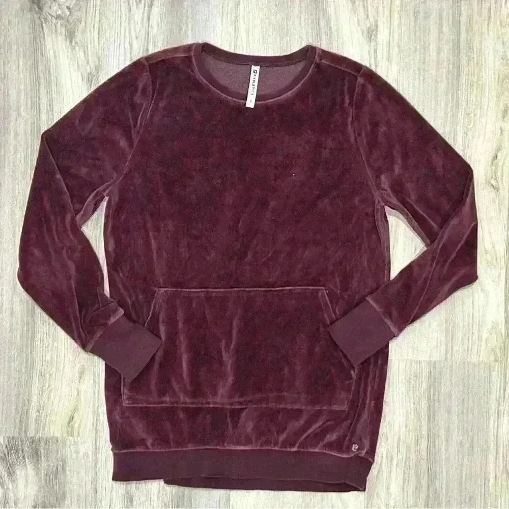 Fabletics Liane Long Sleeve Velour Sweatshirt Pullover Purple Crew Neck Size S